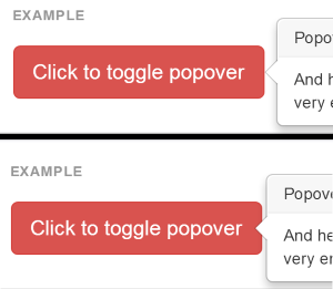 2 bootstrap popovers, default above, 'overlapping' adjustment below